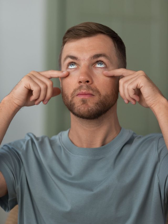 a man performing eye exercise
